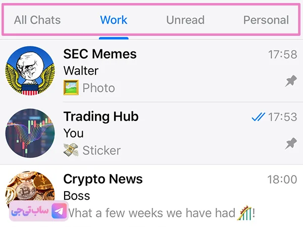 دسته بندی کانال و گروه در تلگرام